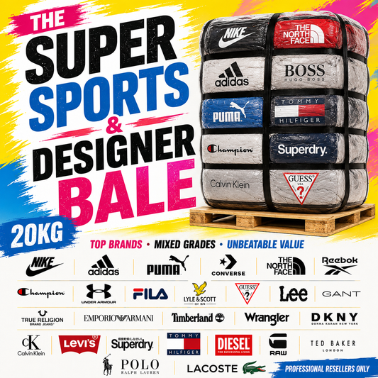 The mix is Sports &amp; Designer branded clothing rather than generic fashion. Brands found within this stock can include Nike, Adidas, Puma, Converse, The North Face, Reebok, Champion, Under Armour