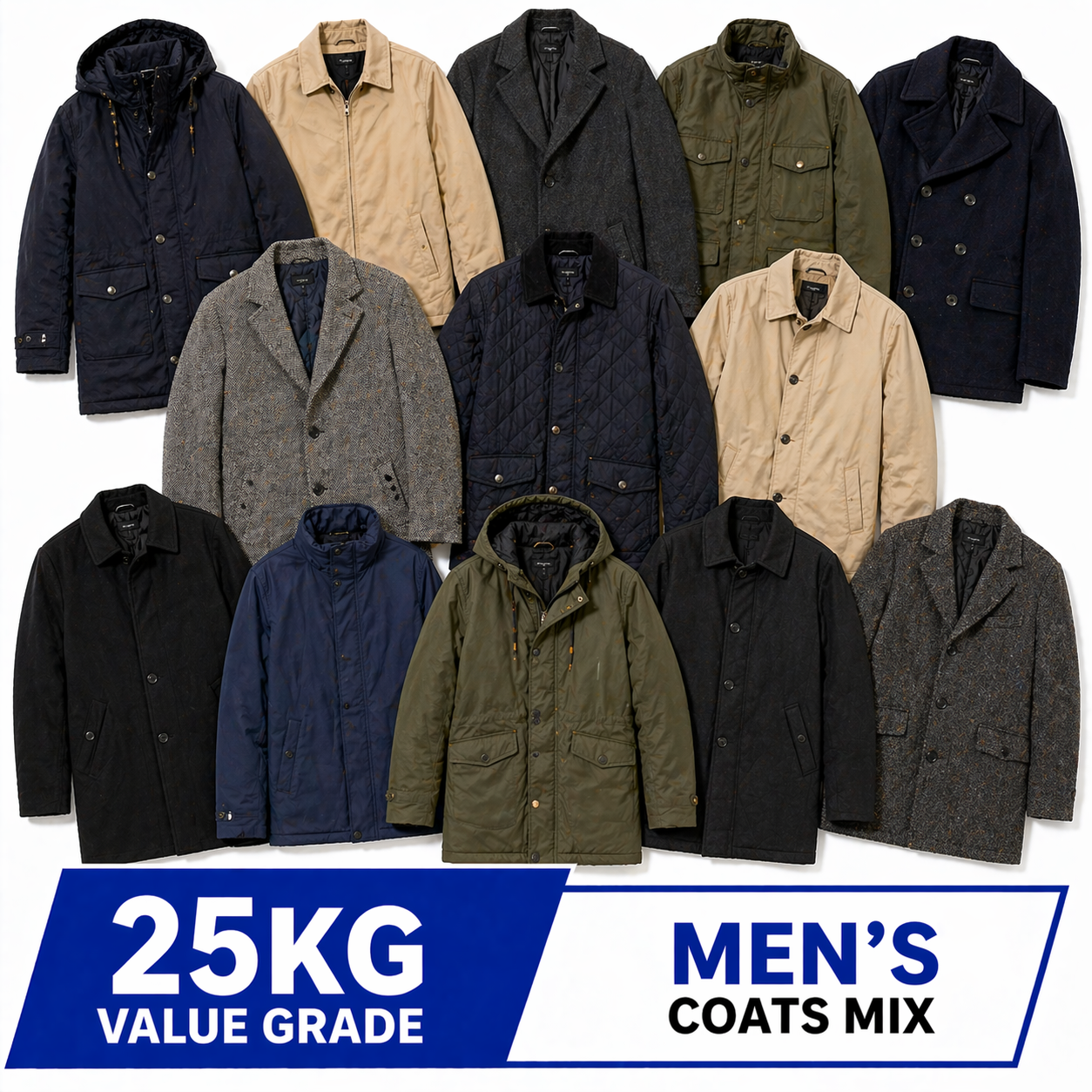  selection of men’s outerwear such as jackets, winter coats