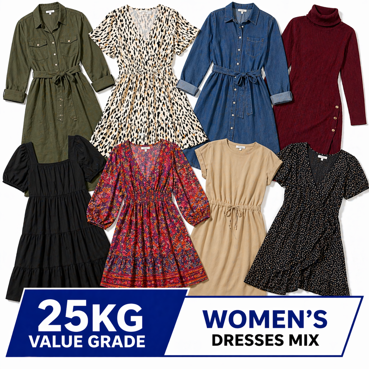 Women’s dresses promotional flat lay